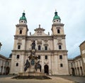 Famous Salzburg Cathedral in Domplatz. Salzburg, Austria Royalty Free Stock Photo