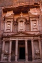 Famous sandstone curved architecture of Tresury in Petra in Jordan