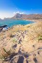 Famous sandy beach of Falasarna at the north west of Chania, Crete.