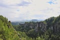 Saxon Switzerland National Park, Germany, Basteiaussicht or Bastei Rock Formations in Elbe River Valley, Sandstone