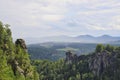 Saxon Switzerland National Park, Germany, Basteiaussicht or Bastei Rock Formations in Elbe River Valley, Sandstone