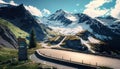 Famous scenic Grossglockner alpine road Austria alps landscape mountain snow snowy travel parking view nature europa outdoors Royalty Free Stock Photo