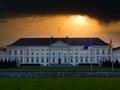 Schloss Bellevue , Bellevue Palace in Berlin, official residence of the President of Germany with dramatic sky Royalty Free Stock Photo