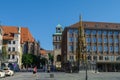 Famous Schoener Brunnen fountain at Hauptmarkt square in Nurnber