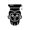 Famous scientist black icon, concept illustration, vector flat symbol, glyph sign.