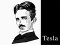 Famous scientist Tesla, hand draw portrait