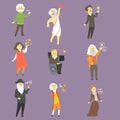 Famous Scientists Of The History Set Royalty Free Stock Photo