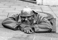 Famous sculpture of Man at Work in the city center of Bratislava, Slovakia Royalty Free Stock Photo