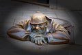 Famous sculpture of Man at Work in the city center of Bratislava, Slovakia Royalty Free Stock Photo