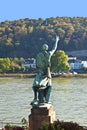 Famous sculpture of mayor Joseph Goerres in Koblenz at the river