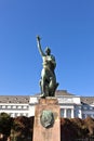 Famous sculpture of mayor Joseph Goerres in Koblenz at the river