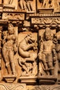 Famous sculptures of Khajuraho temples, India