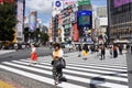 famous shibuya cross street, people corssing street in Tokyo Japan