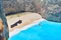 Famous shipwreck bay, Navagio beach, Zakynthos island, Greece. One of the most popular places on the planet Royalty Free Stock Photo