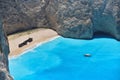 Famous shipwreck bay, Navagio beach, Zakynthos island, Greece. One of the most popular places on the planet Royalty Free Stock Photo