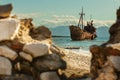 The famous shipwreck near Gythio Greece Royalty Free Stock Photo