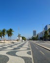 Famous sidewalk with mosaic of Copacabana and Leme beach in Rio de Janeiro Brazil