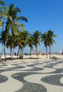 Famous sidewalk with mosaic of Copacabana and Leme beach in Rio de Janeiro Brazil