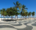 Famous sidewalk with mosaic of Copacabana and Leme beach in Rio de Janeiro Brazil