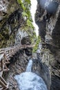Sigmund Thun Gorge. Cascade valley of wild Kapruner Ache close glacier Kaprun in Austria