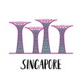 Famous Singapore landmark Gardens by the Bay with modern lettering