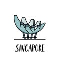 Famous Singapore landmark Lotus by the sea with modern lettering