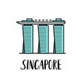 Famous Singapore landmark Marina bay Sands with modern lettering