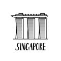 Famous Singapore landmark Marina bay Sands with modern lettering