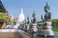 Famous sitting Buddha statues and stupa in the Seema Malaka Temple in Colombo, Sri Lanka. This is situated on Beira Lake and is