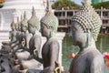 Famous sitting Buddha statues and stupa in the Seema Malaka Temple in Colombo, Sri Lanka. This is situated on Beira Lake and is