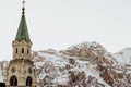 The Ski Resort Cortina D`Ampezzo in the Dolomites in Winter Royalty Free Stock Photo