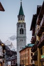 The Ski Resort Cortina D`Ampezzo in the Dolomites in Winter Royalty Free Stock Photo