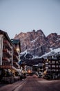 The Ski Resort Cortina D`Ampezzo in the Dolomites in Winter Royalty Free Stock Photo