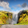 Famous Skogafoss waterfall on Skoga river