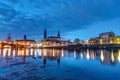The famous skyline of Dresden at night Royalty Free Stock Photo