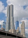 Famous skyscrapers of Manhattan, New York towering above a tree Royalty Free Stock Photo