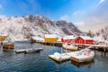 Famous small fishing village of Nusfjord, Lofoten islands, Norway Royalty Free Stock Photo