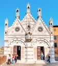 Famous small Santa Maria della Spina Church in Pisa on a bank of Arno river