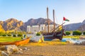 Famous Sohar boat from Omani seafarer Ahmed bin Majid at the Al Bustan Roundabout in Muscat Oman Royalty Free Stock Photo