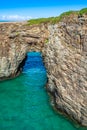 Famous Spanish destination, Cathedrals beach (playa de las catedrales) on Atlantic ocean