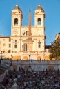 The famous Spanish Steps at Piazza di Spagna in central Rome at sunset