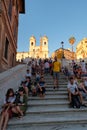 The famous Spanish Steps in Rome at sunset Royalty Free Stock Photo