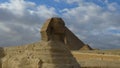 The famous Sphinx with great pyramids in Giza valley, Cairo, Egypt