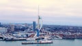 Famous Spinnaker Tower at Portsmouth - aerial view - PORTSMOUTH, ENGLAND, DECEMBER 29, 2019