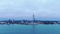 Famous Spinnaker Tower at Portsmouth - aerial view - PORTSMOUTH, ENGLAND, DECEMBER 29, 2019