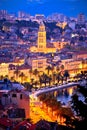 Famous Split waterfront evening aerial view Royalty Free Stock Photo