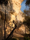 Rocl climbing cliff in sardinia Royalty Free Stock Photo