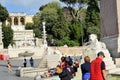 Famous square with white marble fountains in Rome