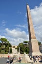 Famous square with white marble fountains and obelisc in Rome