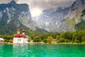 Famous St Bartholoma church with alpine lake Konigsee,Bavaria,Germany Royalty Free Stock Photo